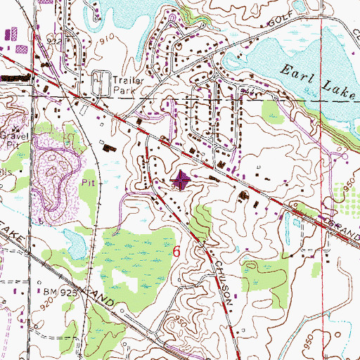 Topographic Map of New Towne Shopping Center, MI
