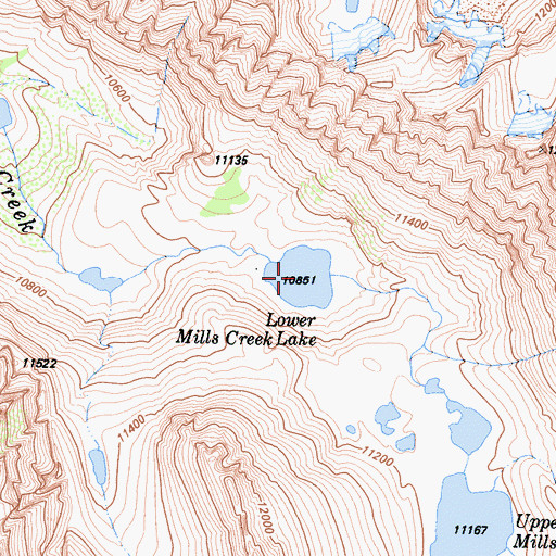 Topographic Map of Lower Mills Creek Lake, CA