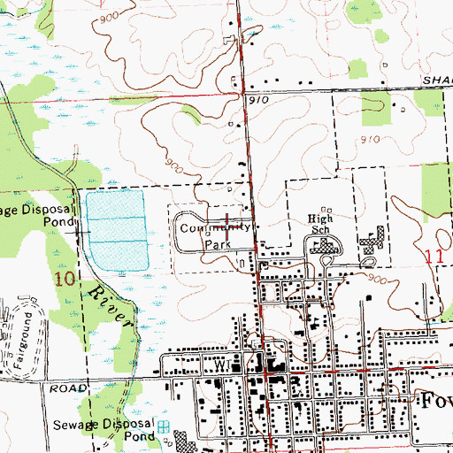 Topographic Map of Fowlerville Community Park, MI