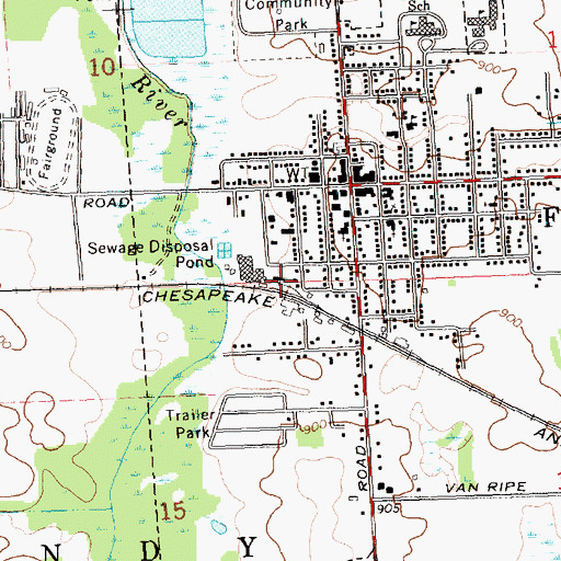 Topographic Map of Fowlerville Station, MI
