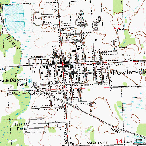 Topographic Map of First United Methodist Church, MI