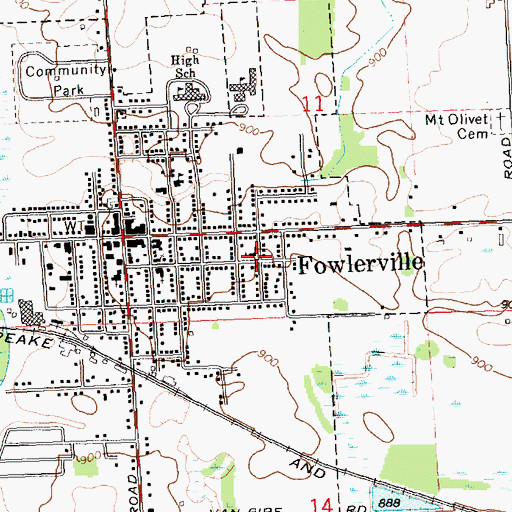 Topographic Map of Saint John Lutheran Church, MI