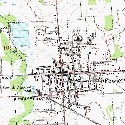 Topographic Map of Fowlerville Area Fire Department, MI