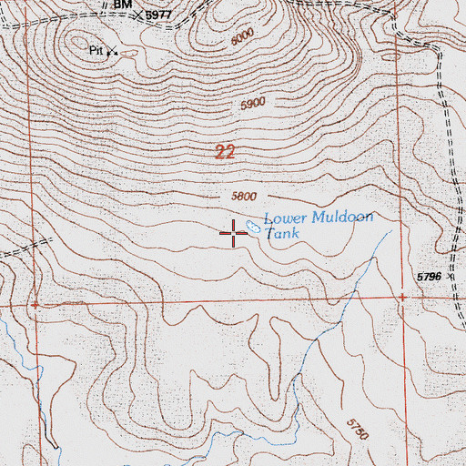 Topographic Map of Lower Muldoon Tank, CA