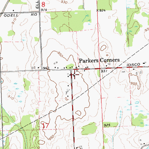 Topographic Map of Parkers Corners School, MI