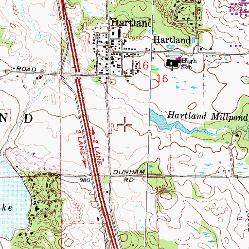 Topographic Map of Hartland Middle School, MI