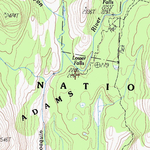 Topographic Map of Lower Rainbow Falls, CA