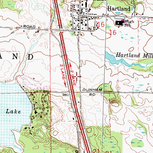 Topographic Map of Hartland Deerfield Authority Fire Station 61 Main Station, MI