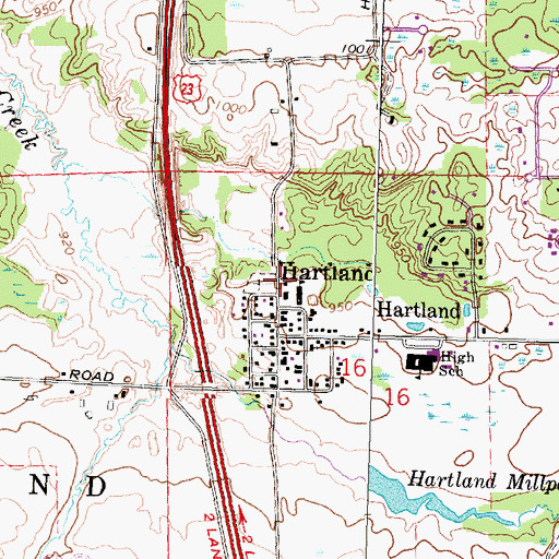 Topographic Map of Cromaine Library, MI