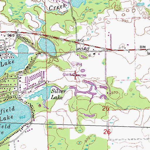 Topographic Map of Hartland Glen Golf Club, MI