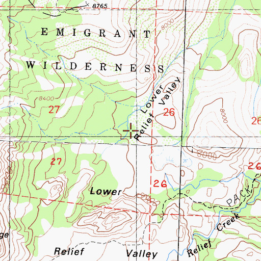 Topographic Map of Lower Relief Valley, CA