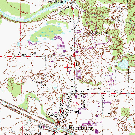 Topographic Map of Hamburg Post Office, MI