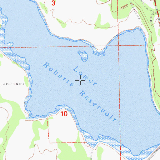 Topographic Map of Lower Roberts Reservoir, CA