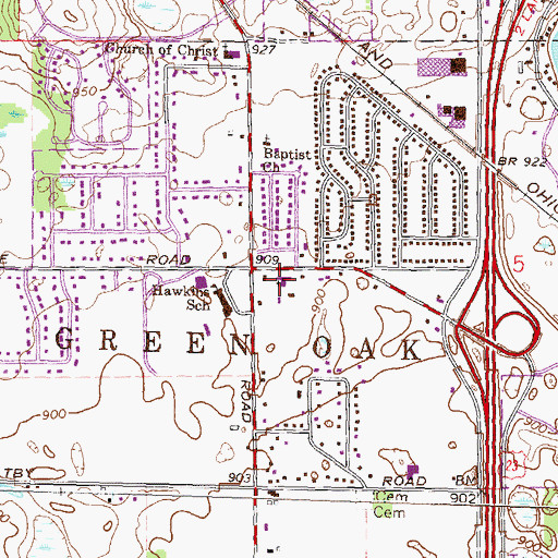 Topographic Map of Tri-Lakes Baptist Church, MI