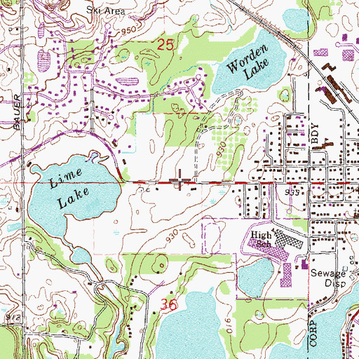 Topographic Map of Brighton Church of the Nazarene, MI