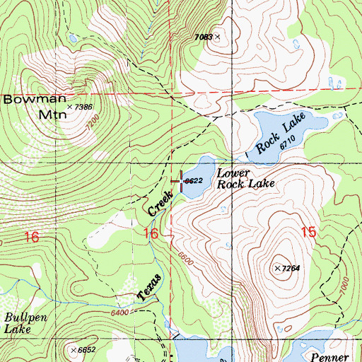 Topographic Map of Lower Rock Lake, CA