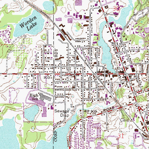 Topographic Map of Saint George Evangelical Lutheran Church, MI