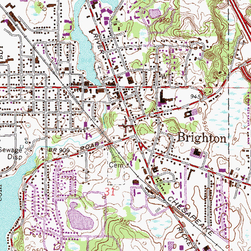 Topographic Map of First United Methodist Church, MI