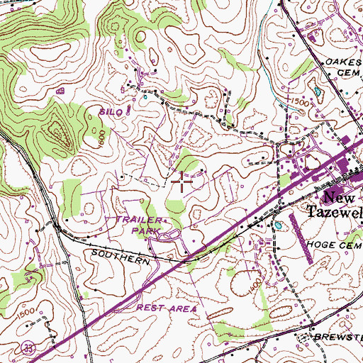 Topographic Map of Saddle Ridge, TN