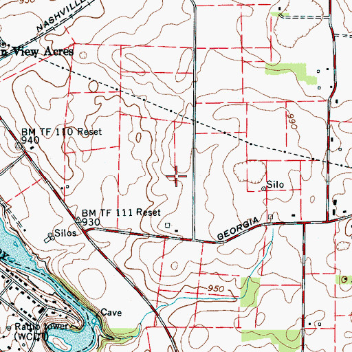 Topographic Map of Merrit Mobile Village, TN