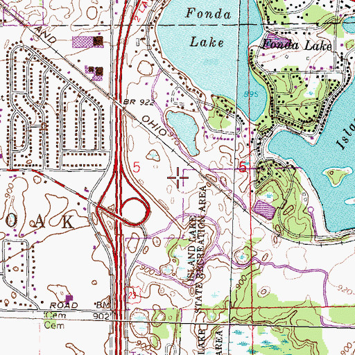Topographic Map of Green Oak Village Place, MI