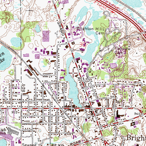 Topographic Map of Brighton Area Fire Department Station 31 Headquarters, MI