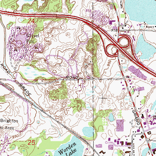 Topographic Map of Brighton Health Center, MI
