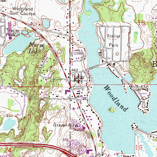 Topographic Map of Woodland Lake Mobile Courts, MI