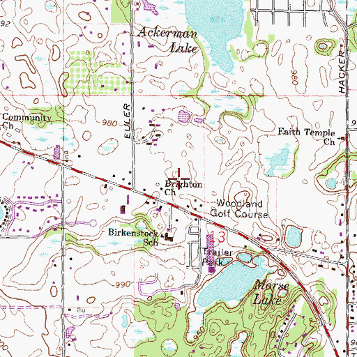 Topographic Map of Eastern Michigan University-Brighton, MI