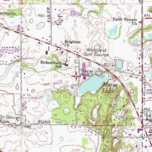 Topographic Map of Brighton Village Mobile Home Park, MI