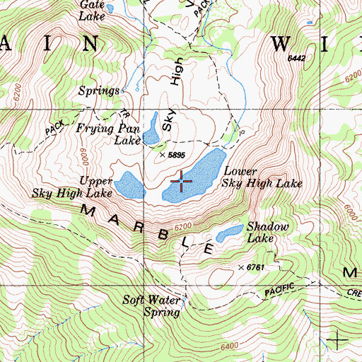Topographic Map of Lower Sky High Lake, CA