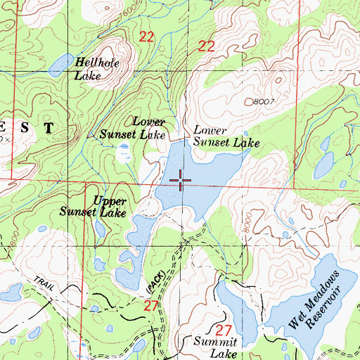 Topographic Map of Lower Sunset Lake, CA