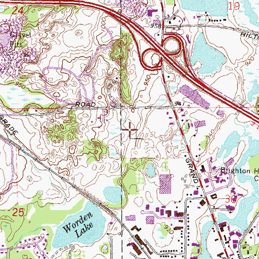 Topographic Map of Brighton Area District Library, MI