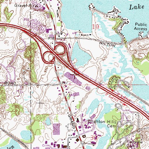 Topographic Map of Brighton Mall, MI