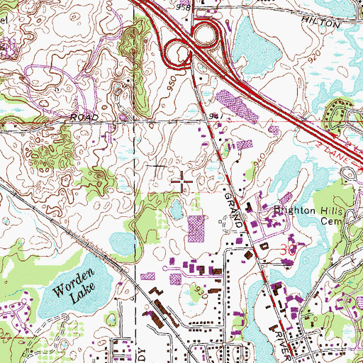 Topographic Map of Brighton Post Office, MI