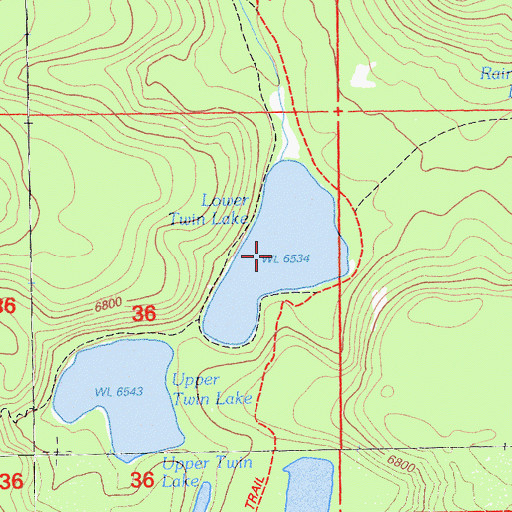 Topographic Map of Lower Twin Lake, CA