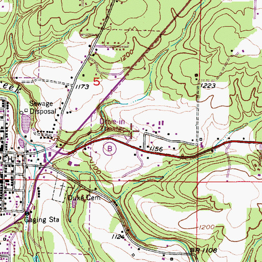 Topographic Map of Sunset Drive-In, MO