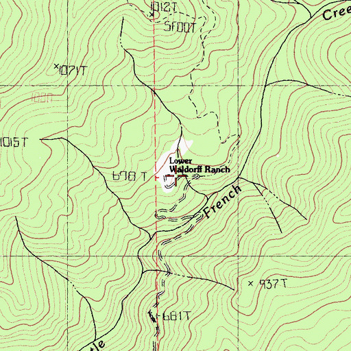 Topographic Map of Lower Waldorff Ranch, CA