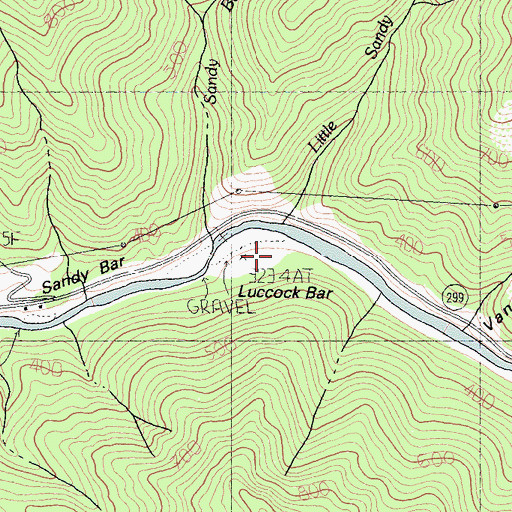 Topographic Map of Luccock Bar, CA
