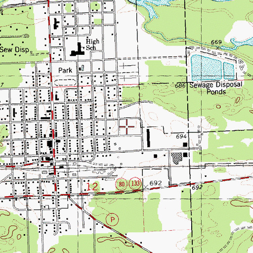 Topographic Map of Evergreen Terrace, WI