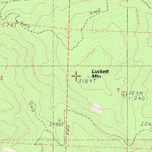 Topographic Map of Luckett Mountain, CA