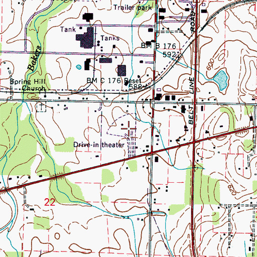 Topographic Map of Thunderbird Drive-In (historical), AL
