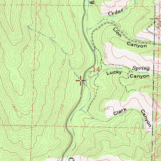 Topographic Map of Lucky Canyon, CA