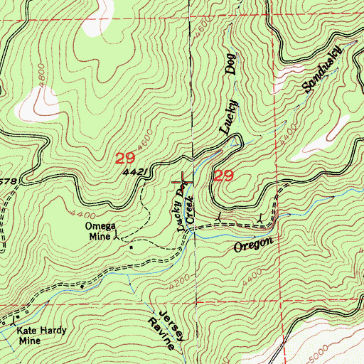 Topographic Map of Lucky Dog Creek, CA