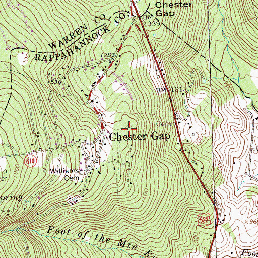 Topographic Map of Chester Gap Census Designated Place, VA