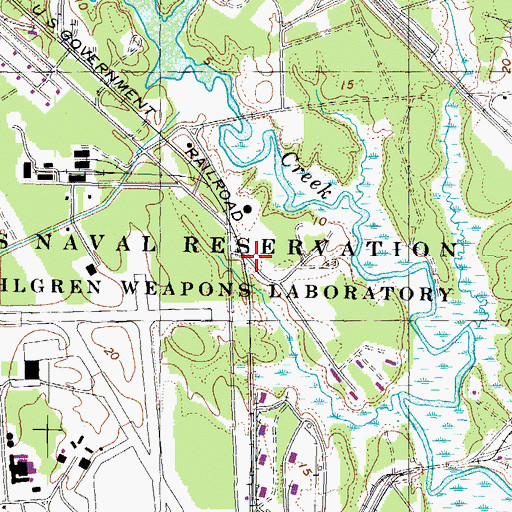 Topographic Map of Dahlgren Center Census Designated Place, VA
