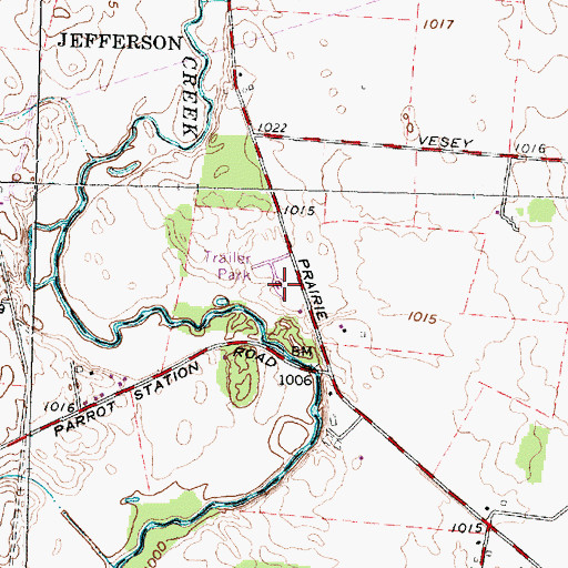 Topographic Map of Prairie Knolls Mobile Home Park, OH