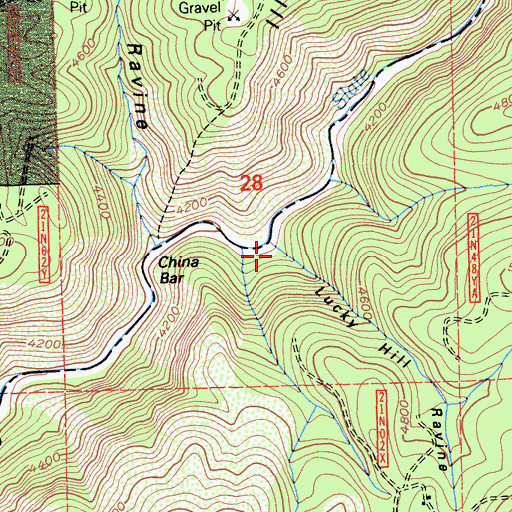 Topographic Map of Lucky Hill Ravine, CA