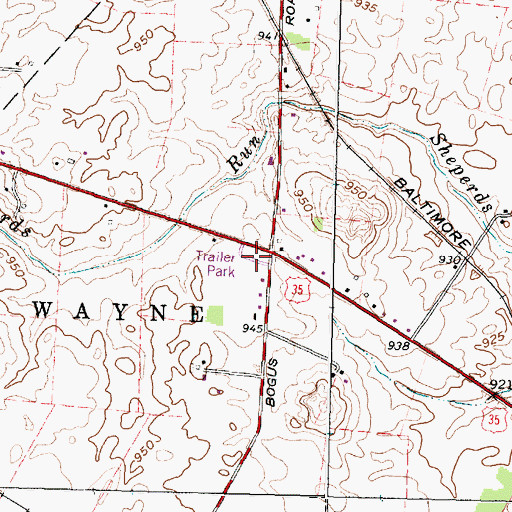 Topographic Map of Staffans Mobile Home Park, OH