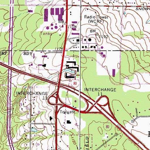 Topographic Map of Richfield Business Park, OH